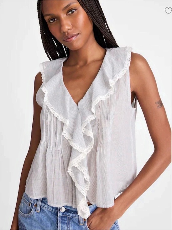 Madewell Tops - Madewell The Blaire Sleeveless Top Blue White Micro Stripe Sz M NWT $88